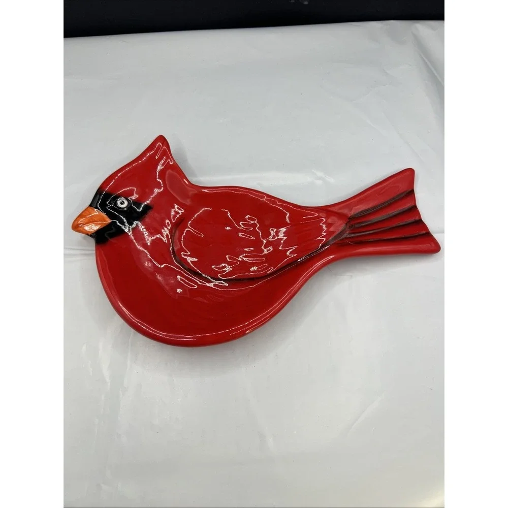 Cracker Barrel Susan Winget Retired Cardinal Spoon Rest Stoneware Red Christmas